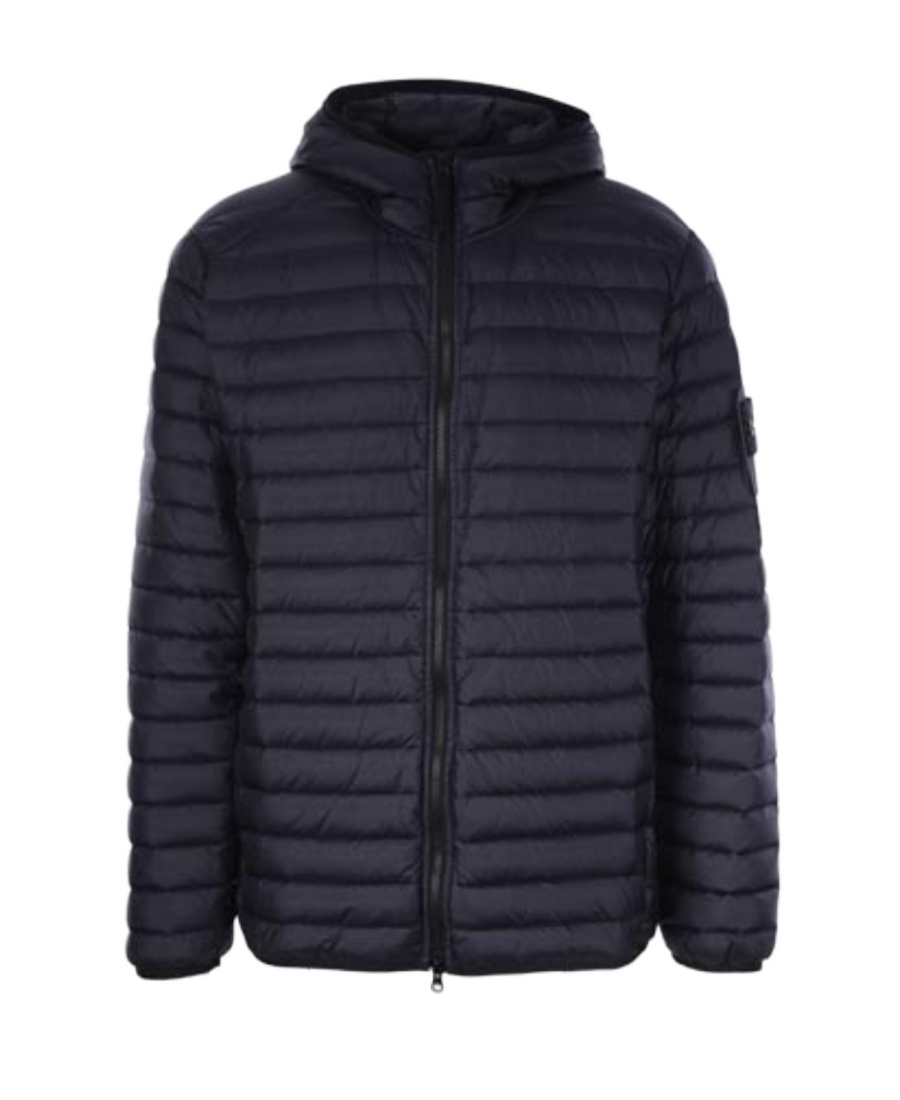 Stone Island Compass-patch Padded Short Jacket In Blue