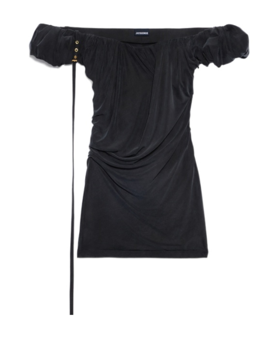 Jacquemus La Robe Ciceri Draped Minidress In Black