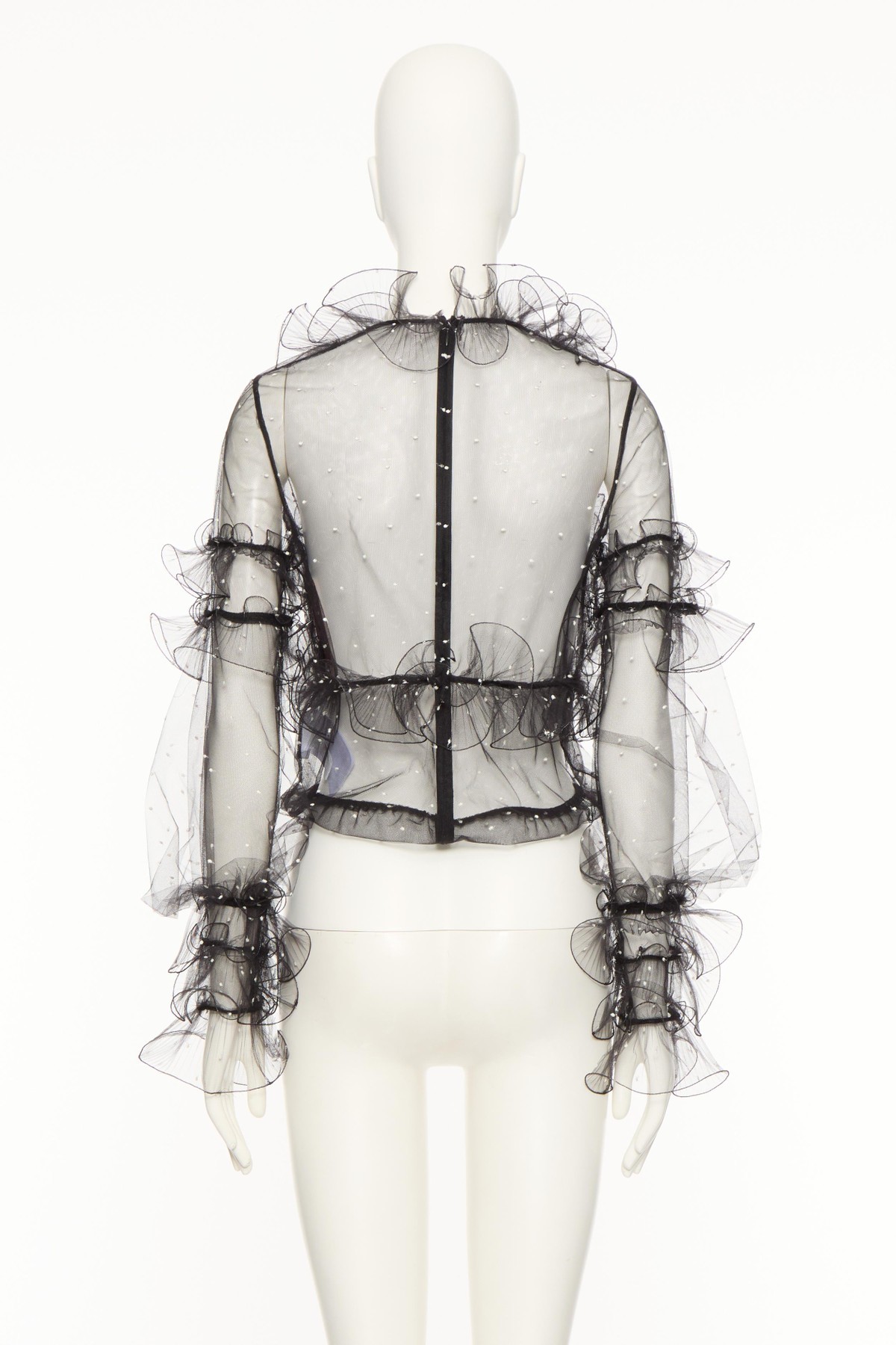 Valentino Long-sleeved Blouse In Black/ivory