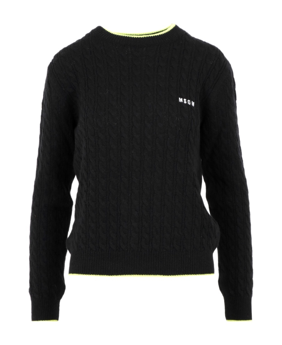 Msgm Long-sleeved Sweater In Black