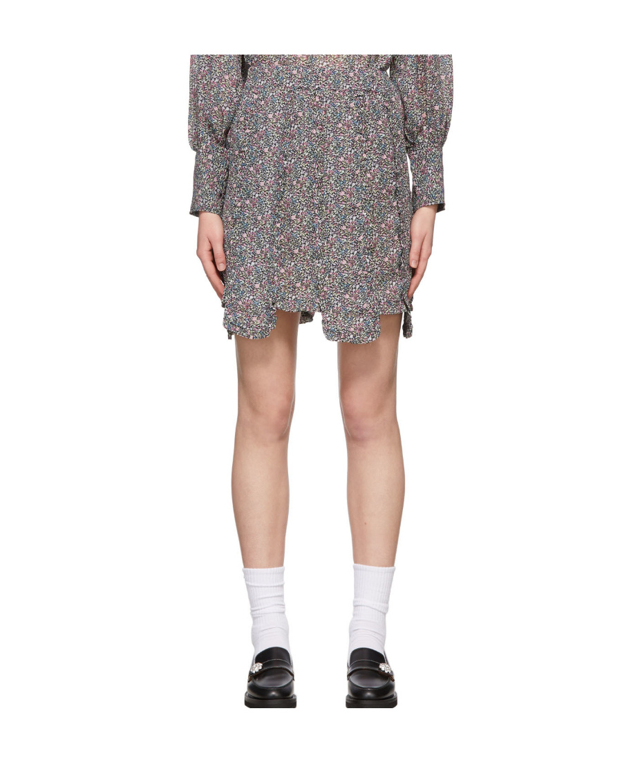 Ganni Floral-print Panelled Mini Skirt In Multicolor