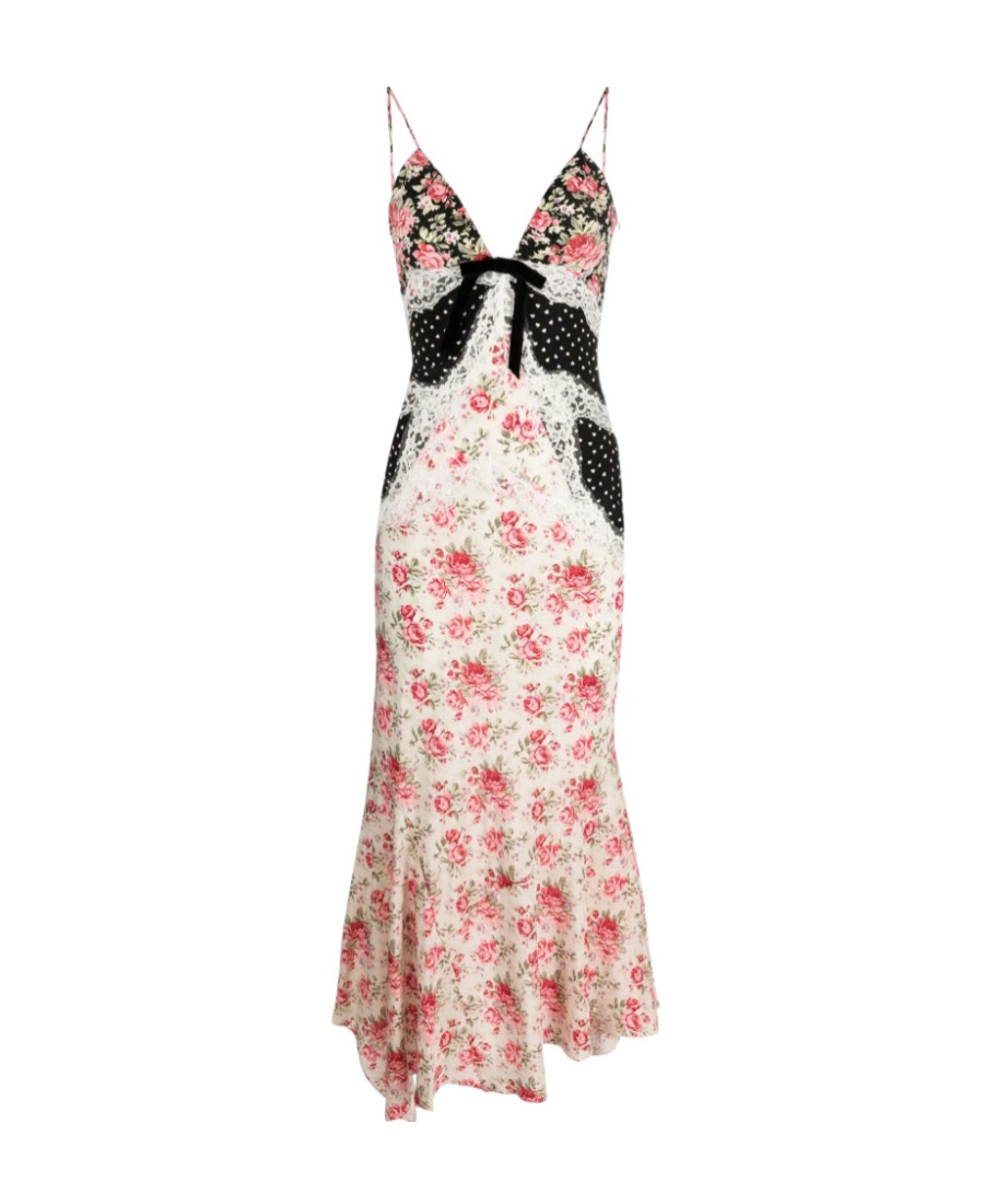 Alessandra Rich Stitched Printed Mid-length Dress In Multicolor