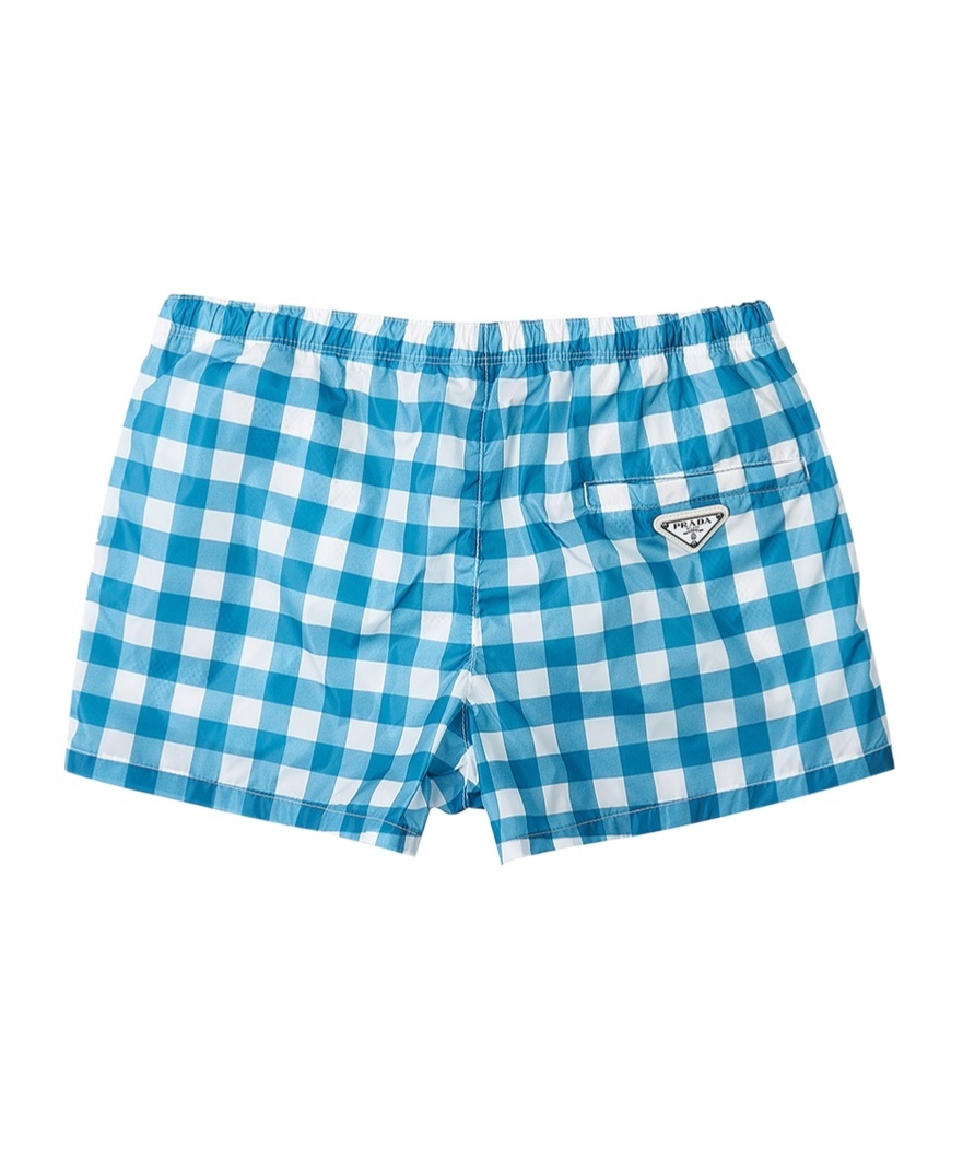 Prada Elastic Waist Swimming Trunks In Blue