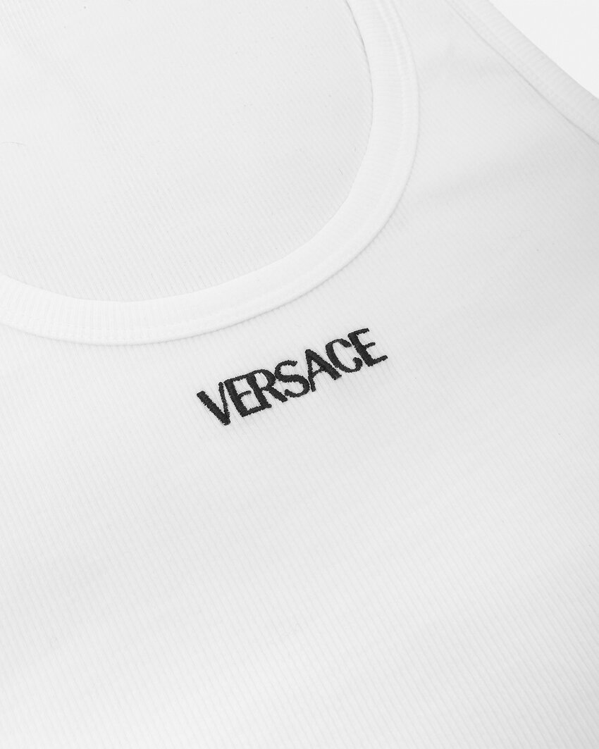 Versace White Logo Tank Top In White