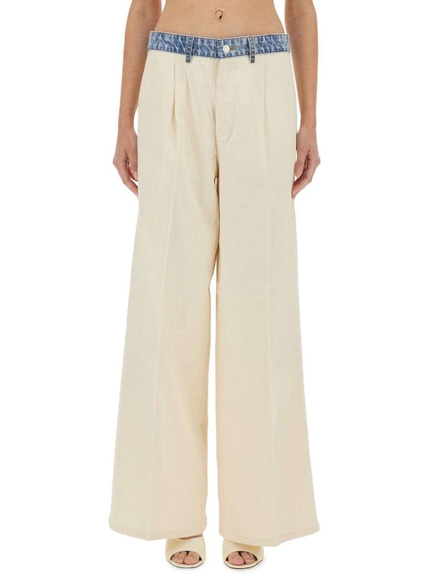 Moschino Urban Wide Fit Pleated Trousers In Neutral
