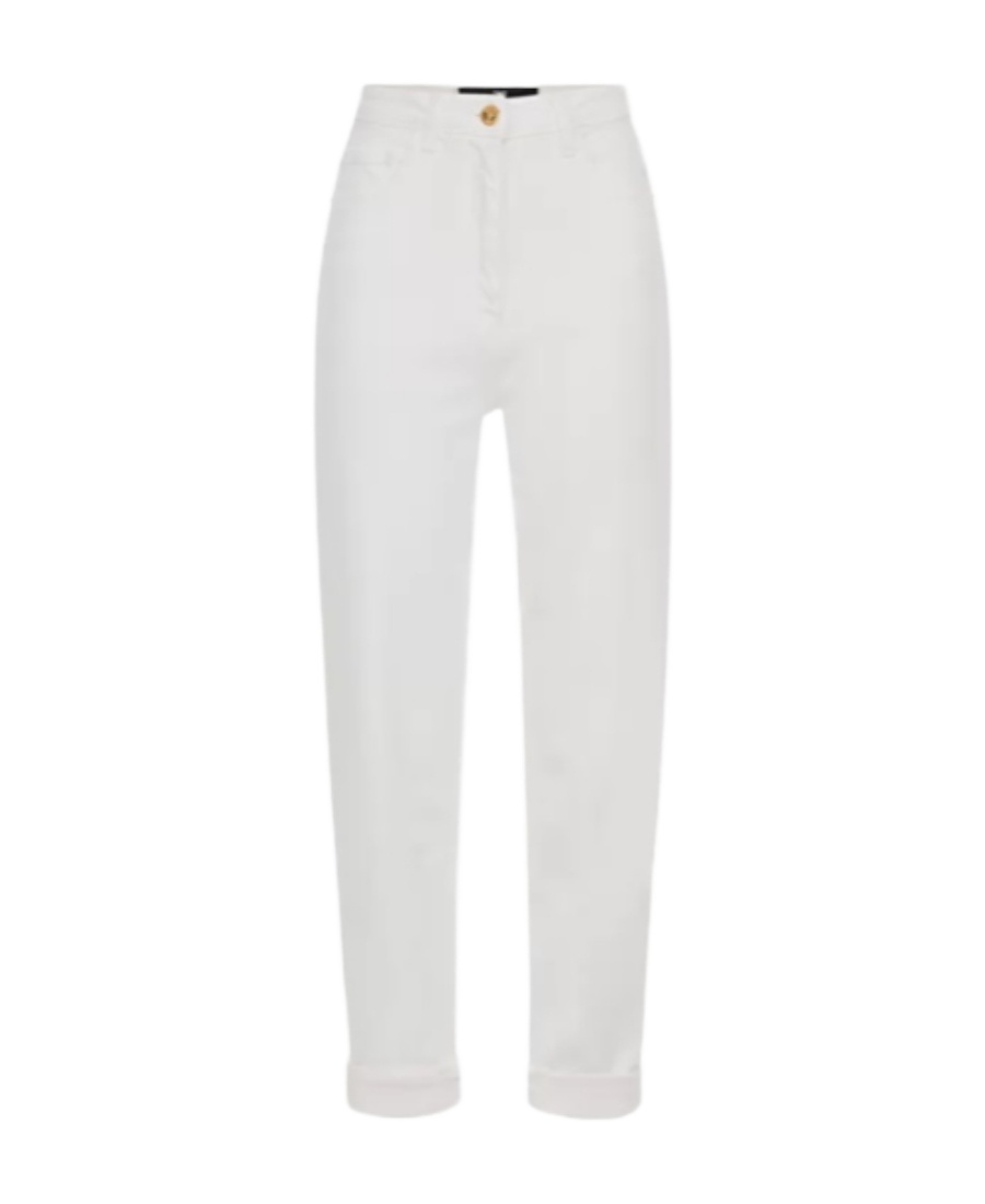 Elisabetta Franchi High-waisted Straight Trousers In White