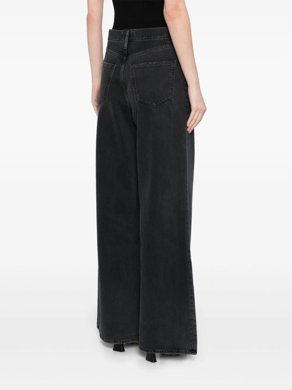 Agolde Dame High Waist Wide Leg Organic Cotton Jeans In Black