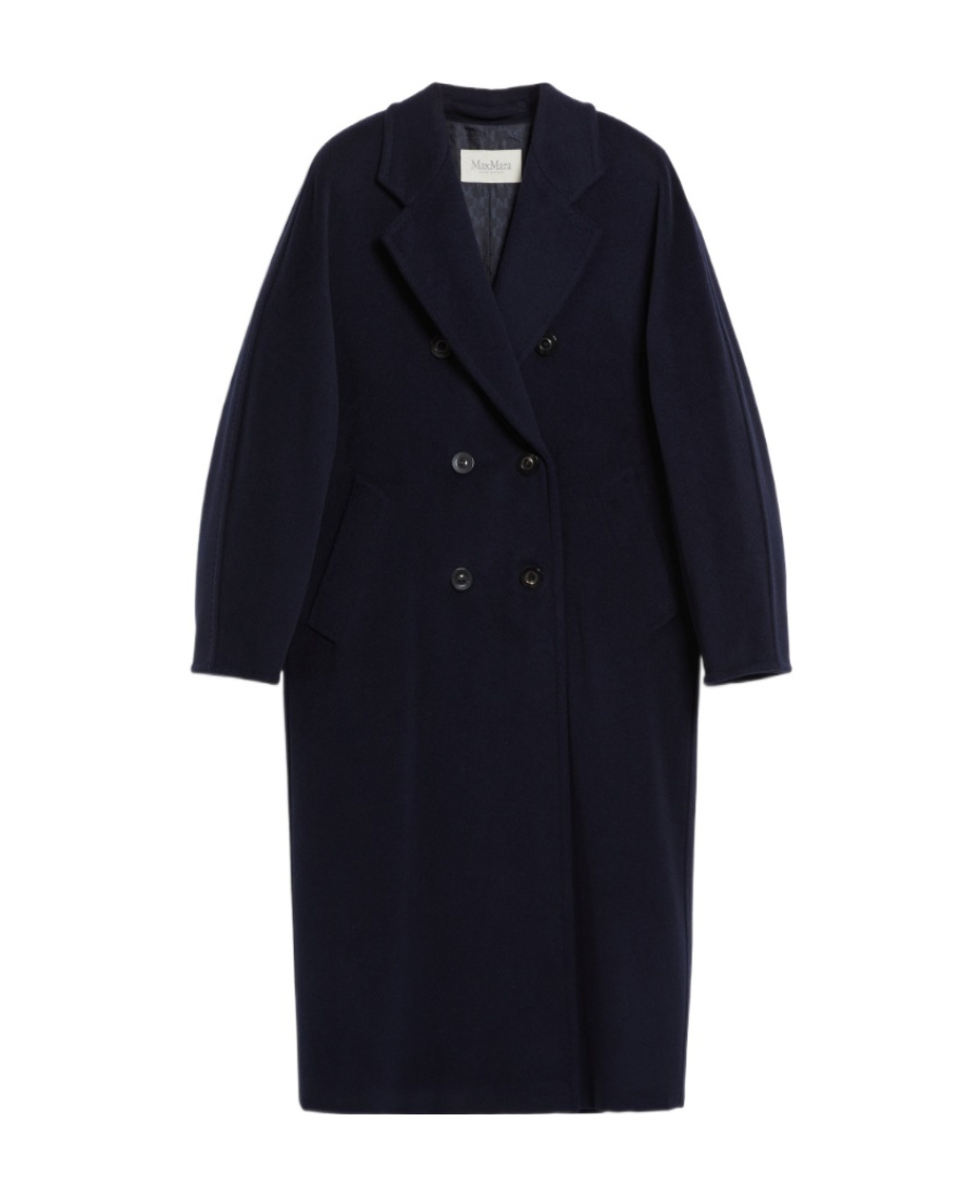 Max Mara Roseto Midi Coat In Alpaca And Wool Black In Black