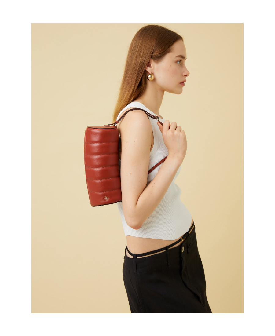 Manu Atelier Mini Padded Cylinder In Red