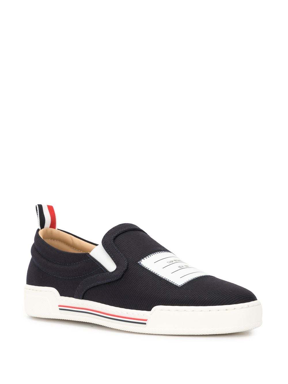 Thom Browne Logo-patch Slip-on Sneakers In Black