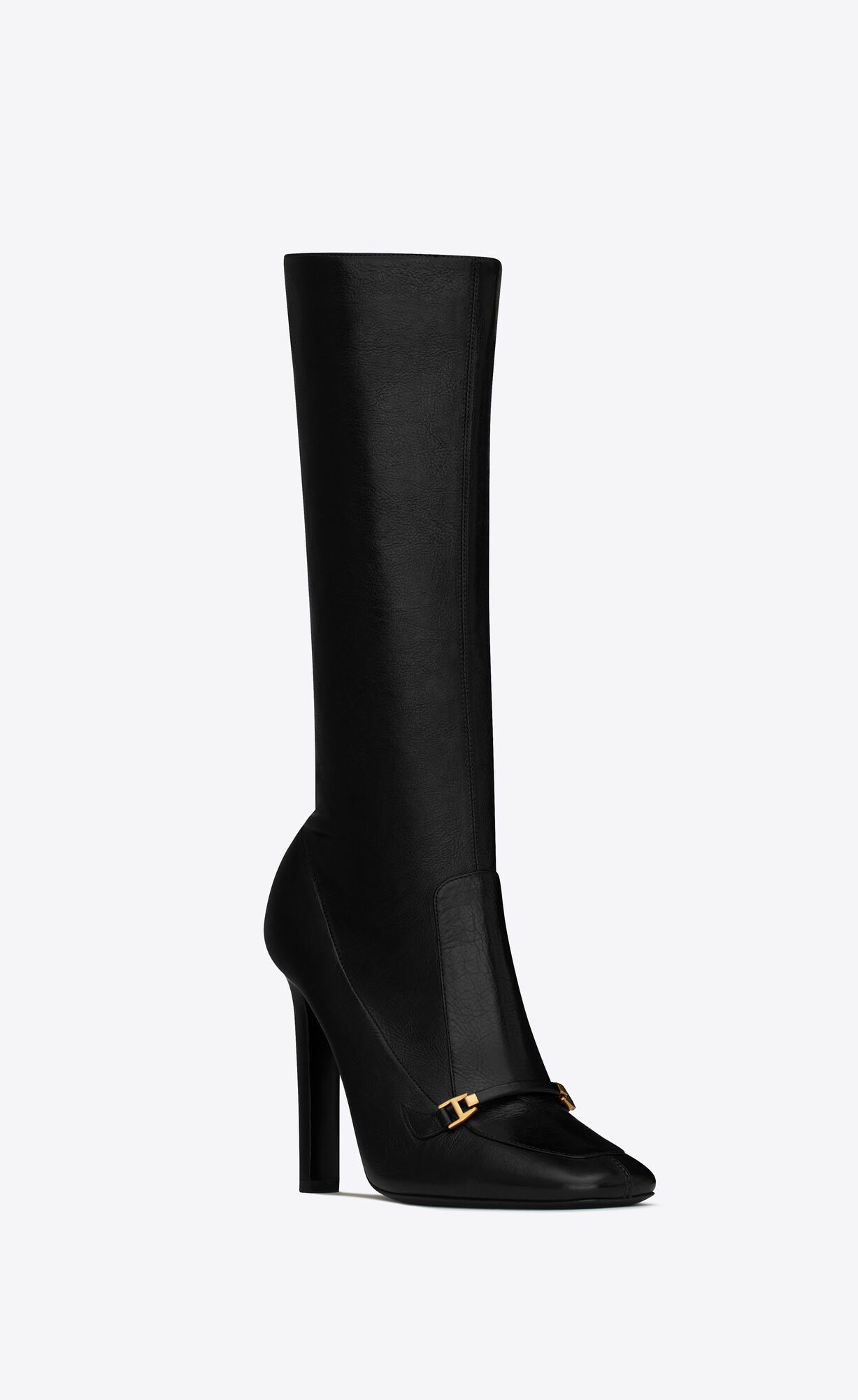 Saint Laurent Black Camden Square-toe Boots In Black