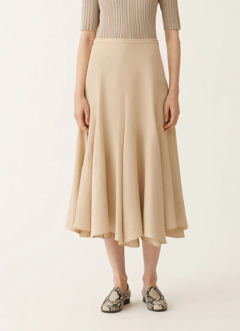 Fabiana Filippi Viscose Linen Flared Skirt In Sabbia In Brown