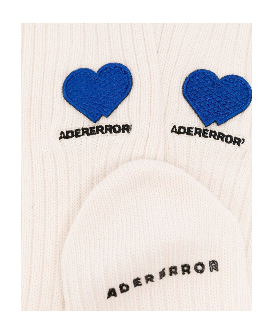 Ader Error Logo Embroidery And Ankle Socks In White