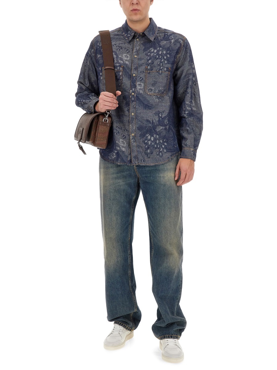 Etro Paisley Pattern Shirt In Black