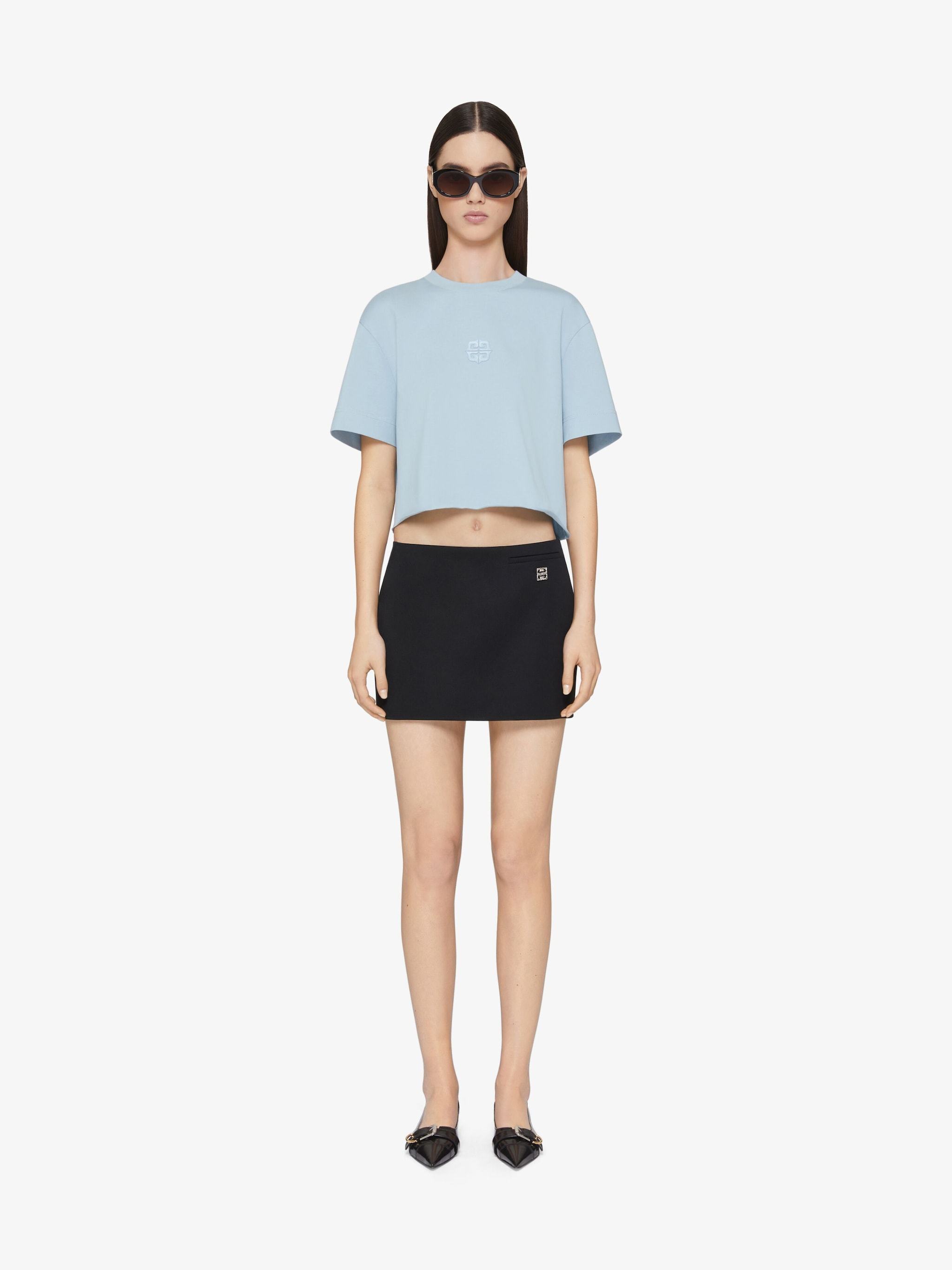 Givenchy 4g Embroidered Cropped T-shirt In Blue