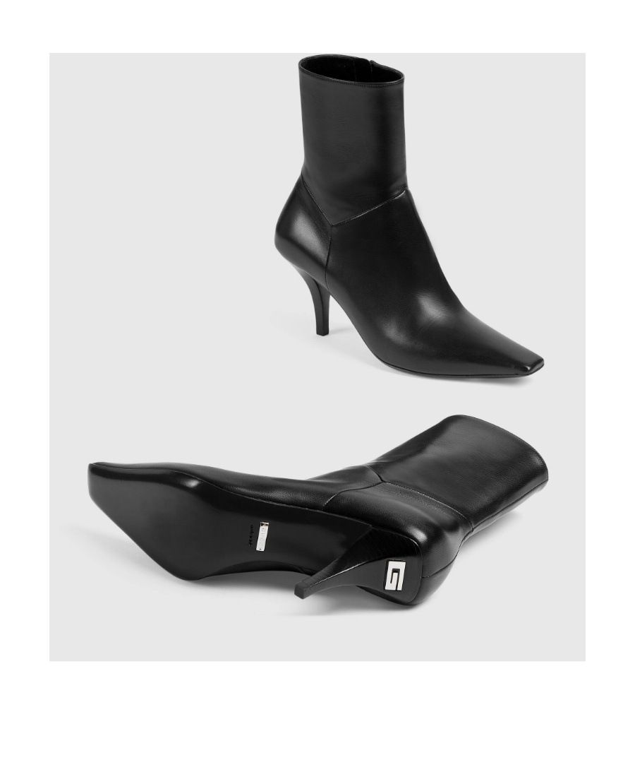 Gucci Squared Toe Malaga Leather Booties 7cm In Black
