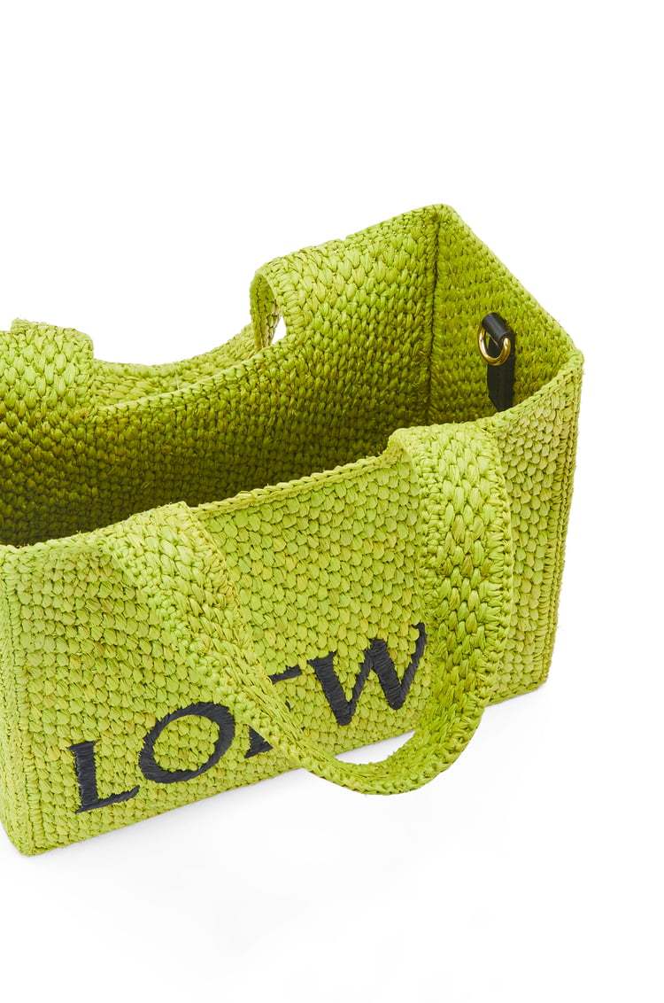 Loewe X Paula's Ibiza Font Logo Small Tote Bag In Raffia In Green