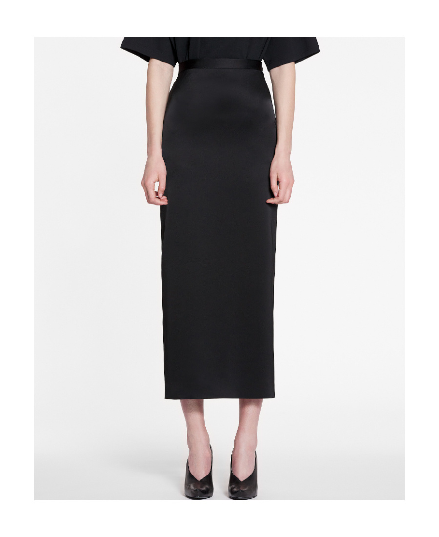 Lanvin Satin Midi Skirt In Black