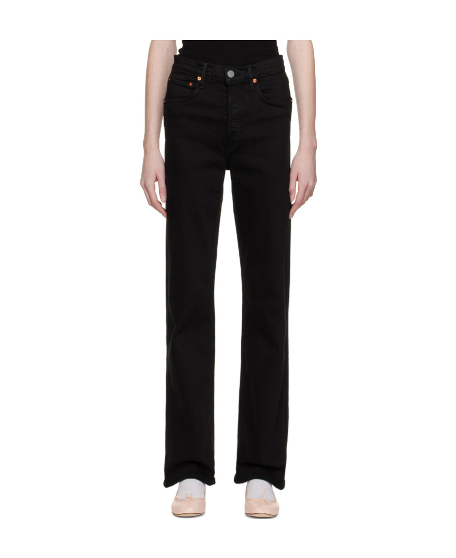 Re/done 70s Low-rise Straight Jeans In Black