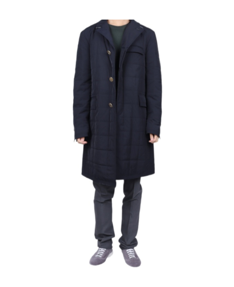 Shop Thom Browne Rwb Striped Hooded Coat In Navy Blue