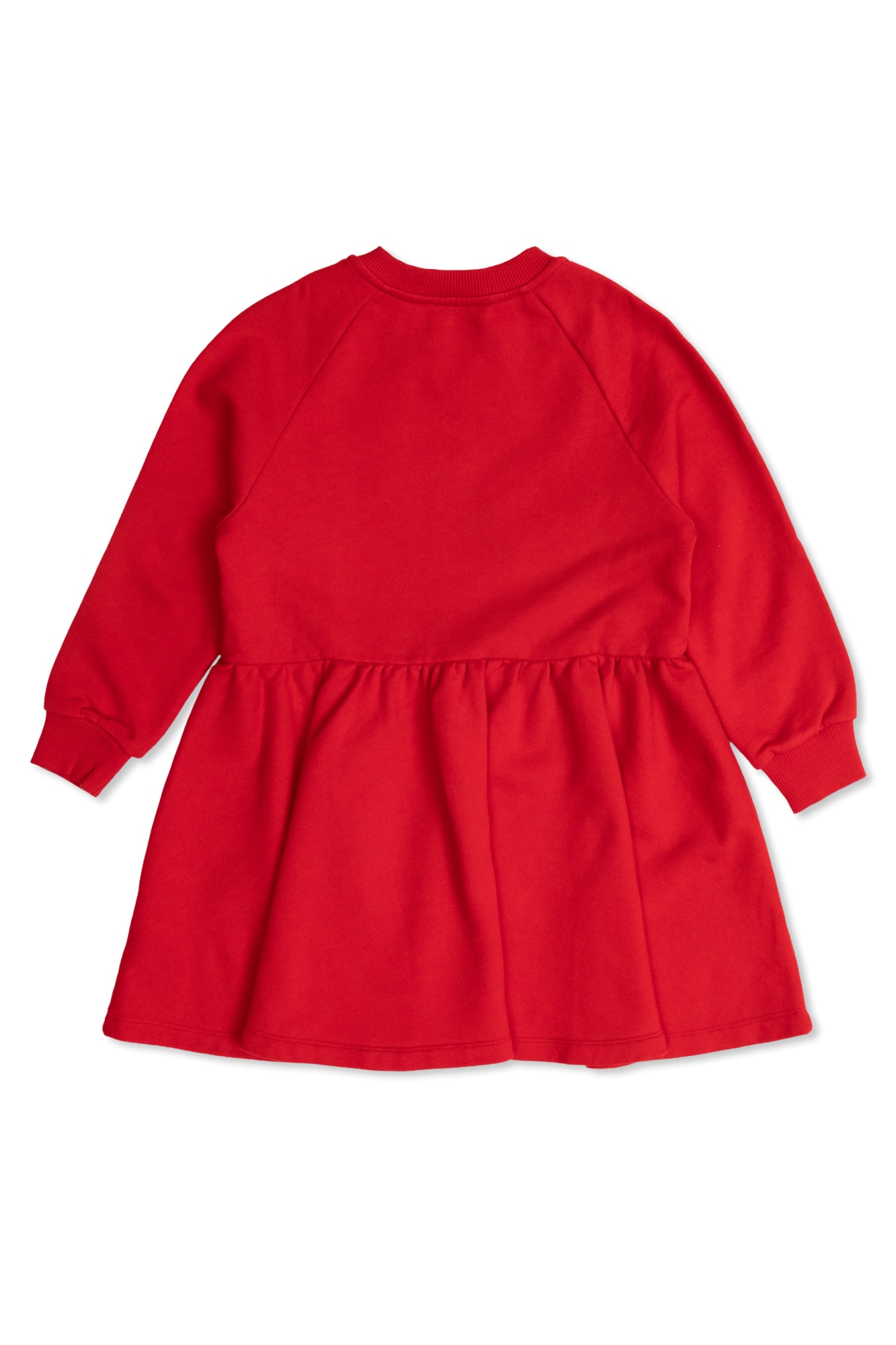 Balmain Round Neck Long Sleeve Dress In Red