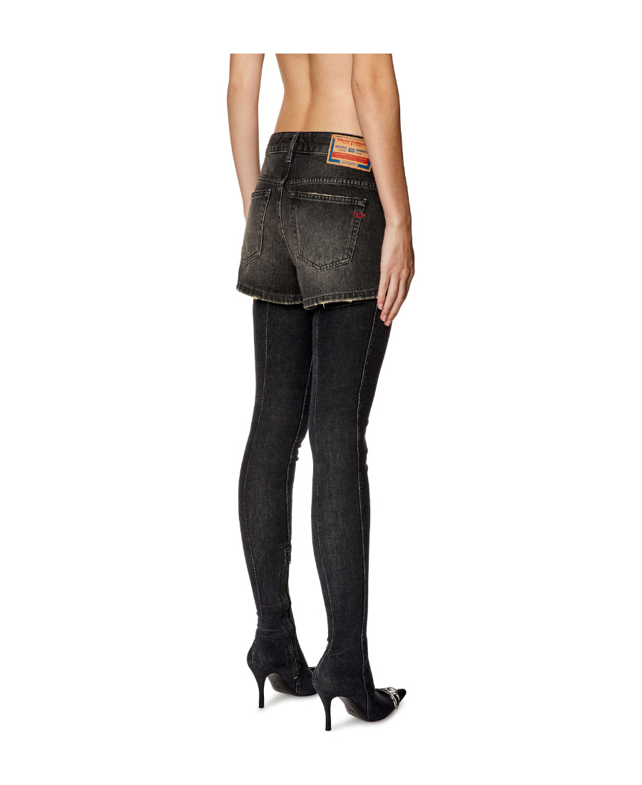 Diesel Denim Shorts With Faded Wash And Pockets In Black