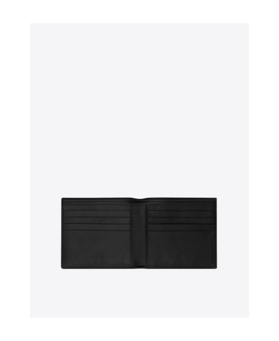 Saint Laurent Logo-stamp Quilted Leather Wallet In Black