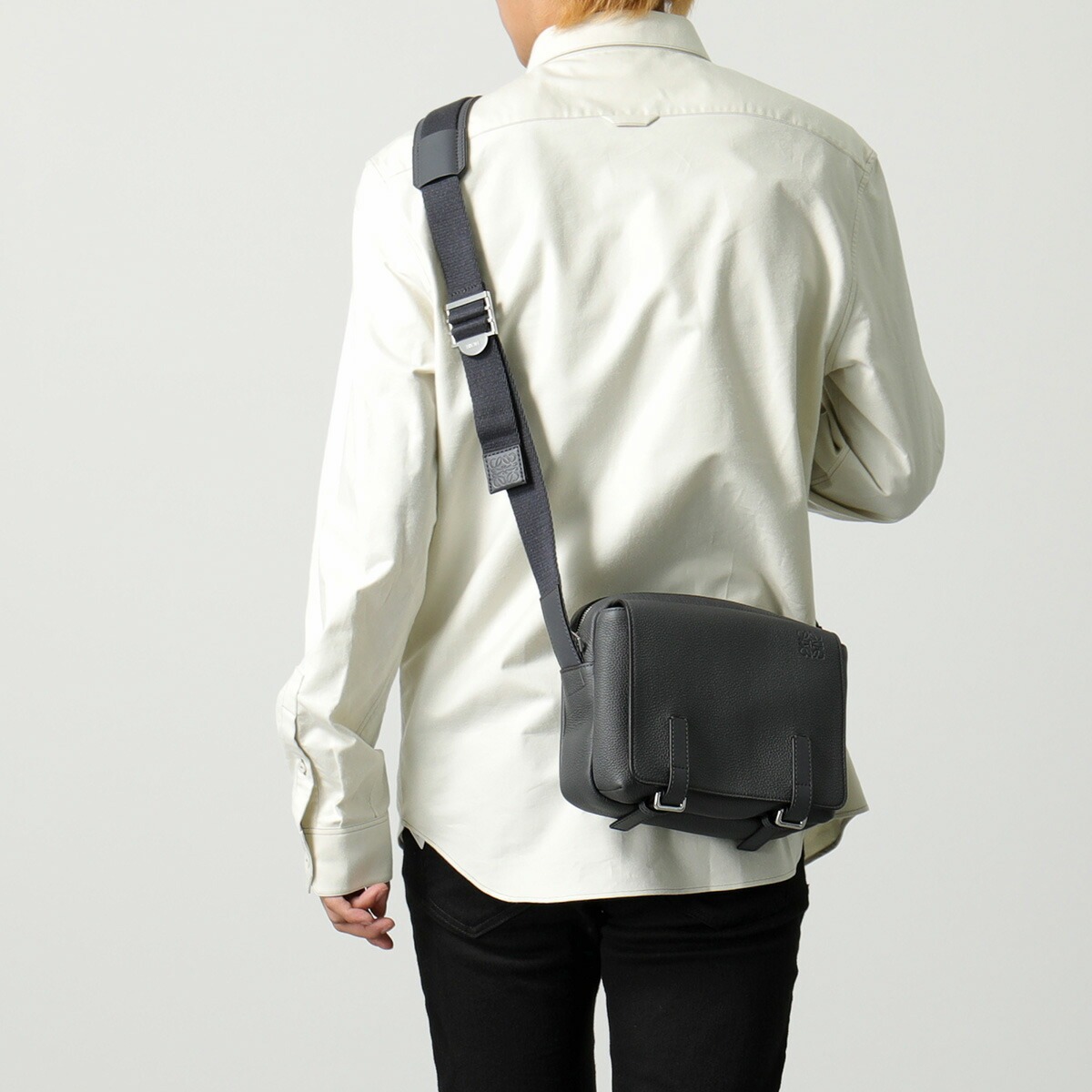 Loewe Mini Puzzle Leather Shoulder Bag In Black