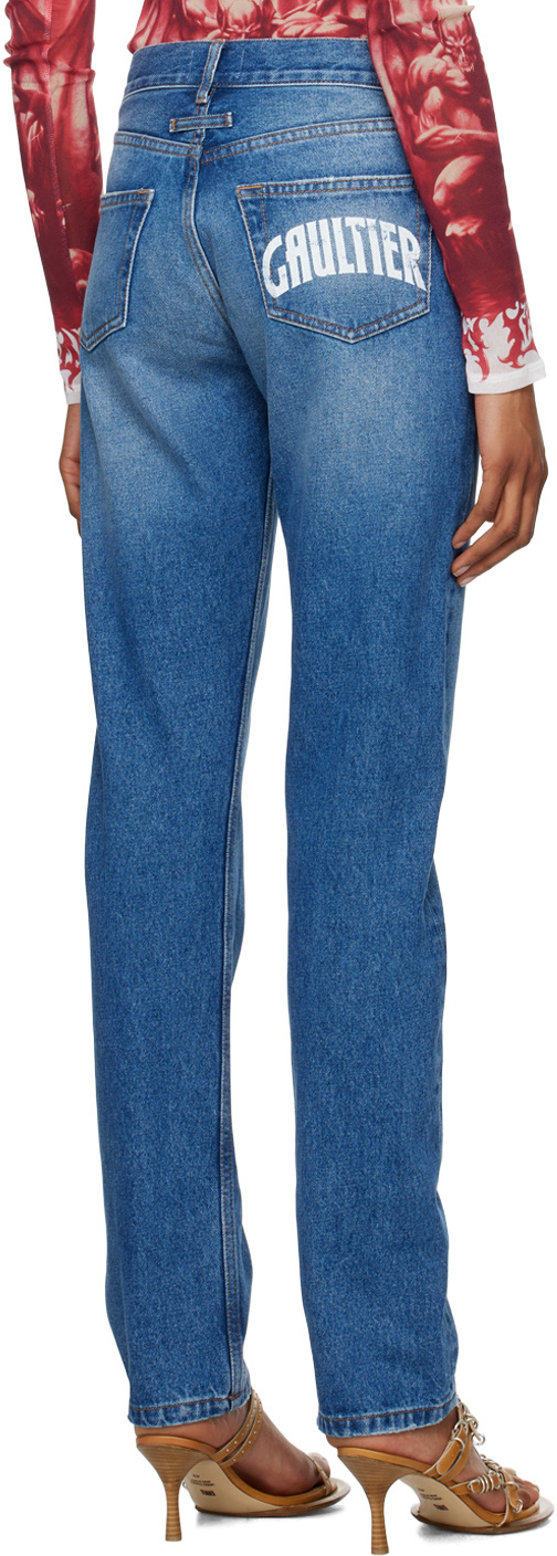 Jean Paul Gaultier Washed Tapered Jeans In Blue