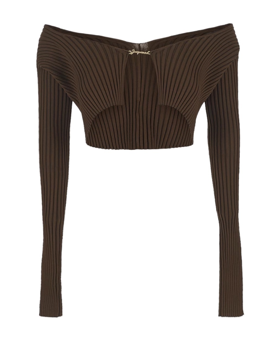 Jacquemus Woman Sweater Chocolate Brown Size 6 Viscose, Polyamide, Elastane, Polyester In Green