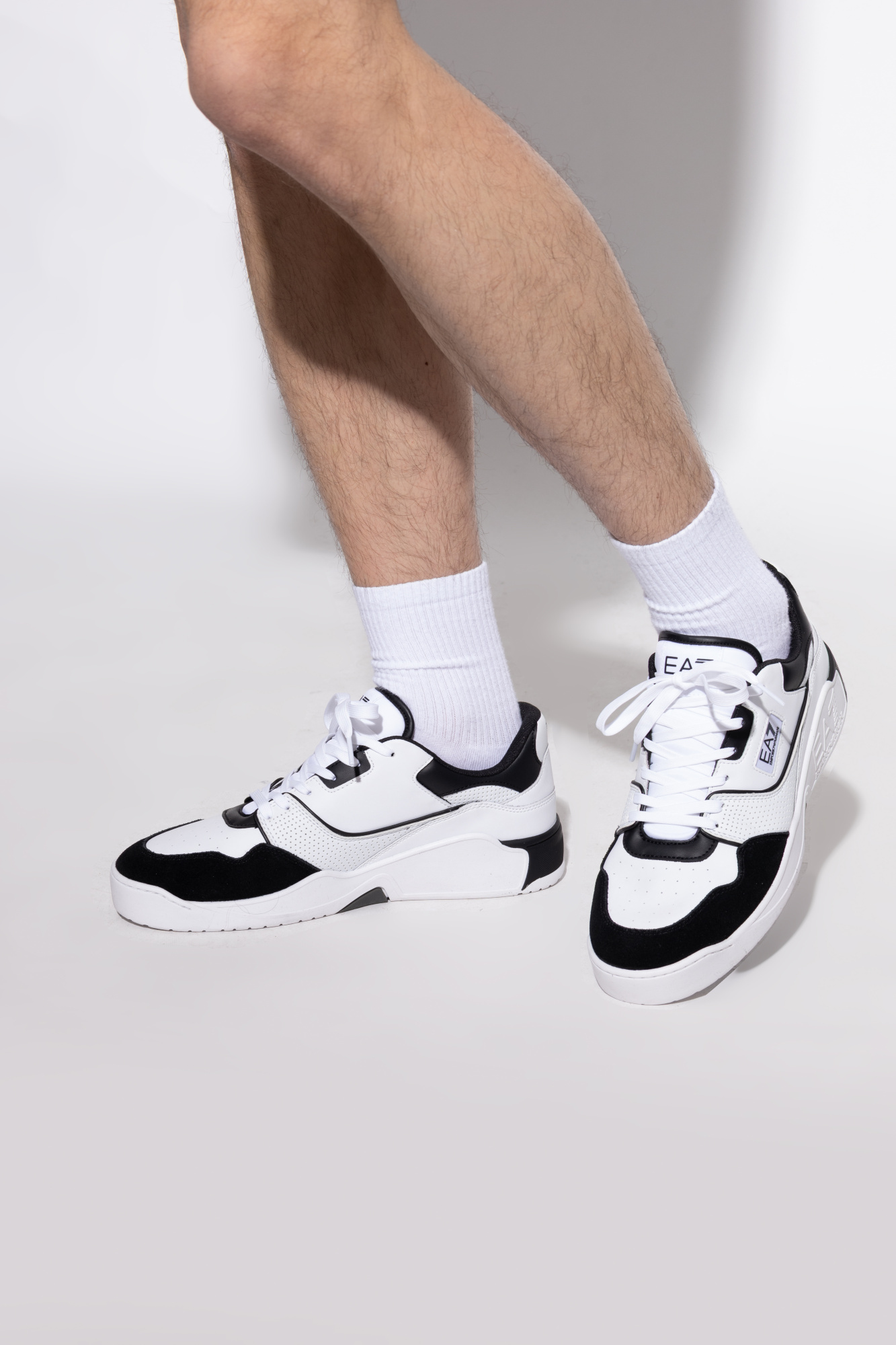 Ea7 Logo-patch Sneakers In White
