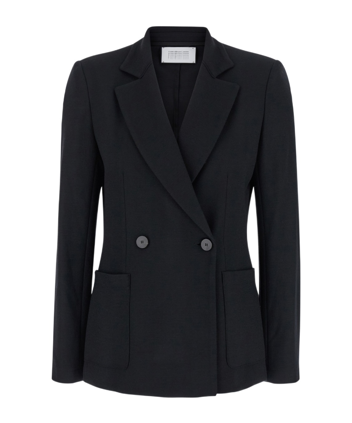 Shop Harris Wharf London Double-breasted Virgin Wool Blazer In Black