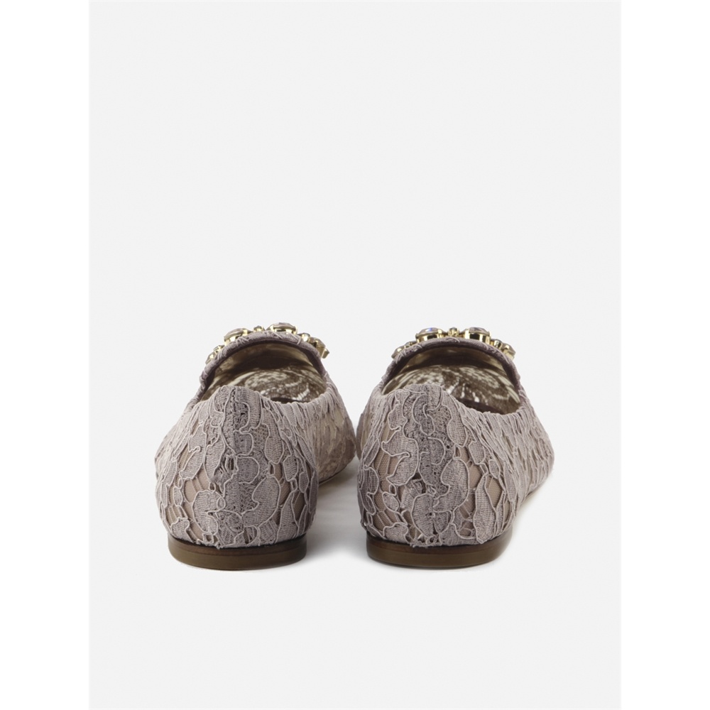 Dolce & Gabbana Vally Taormina Lace Ballerina Shoes In Gray