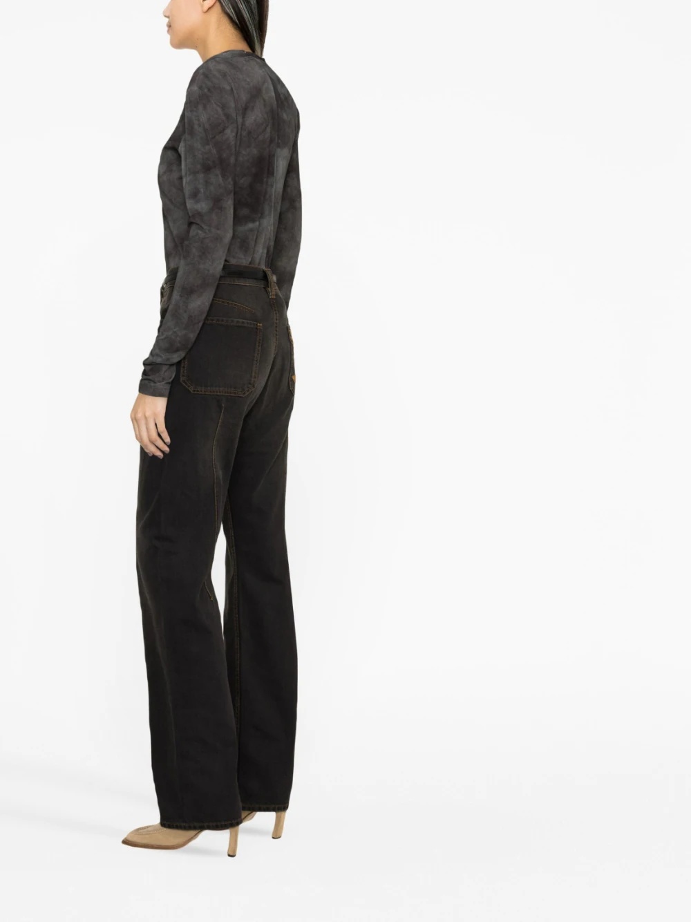 Y/project V-neck Cut-out Bodysuit In Black