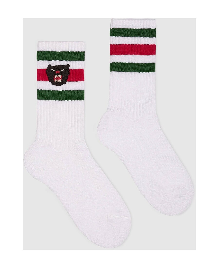 GUCCI CHILDREN'S LEOPARD PATTERN STRETCH COTTON SOCKS