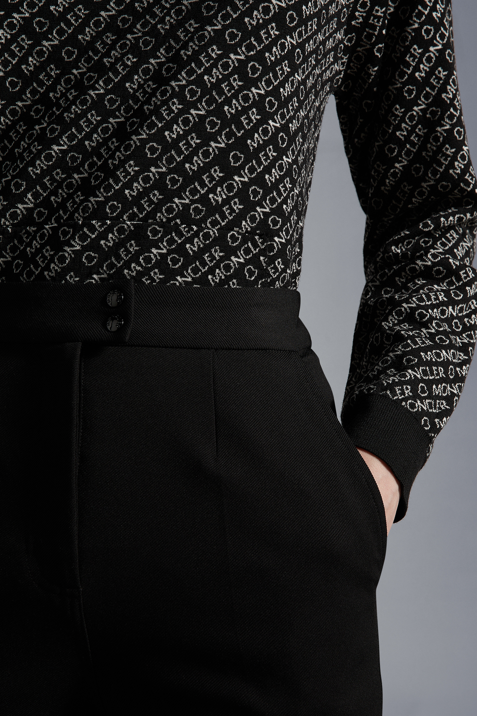 Shop Moncler Cropped Jersey Trousers In Black