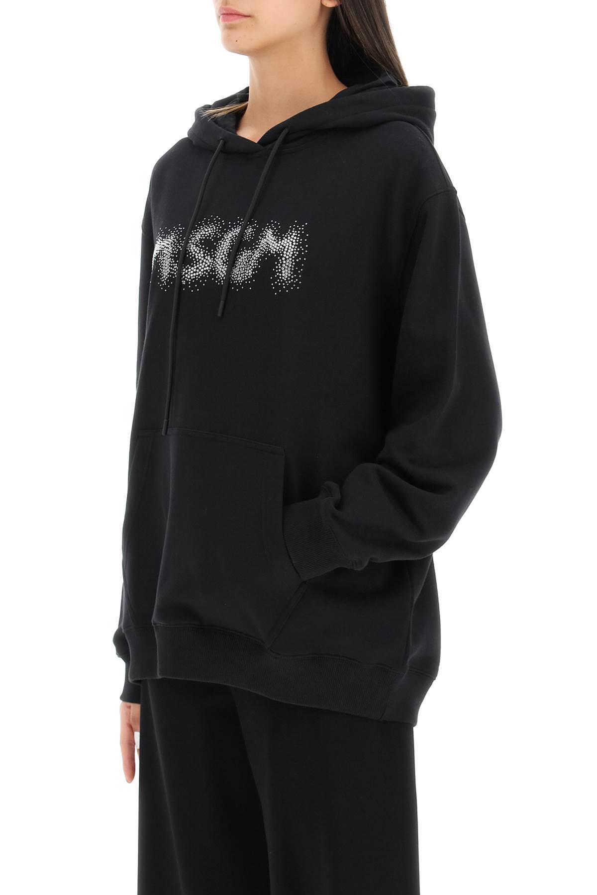 Msgm Logo Hooded Sweater In Black