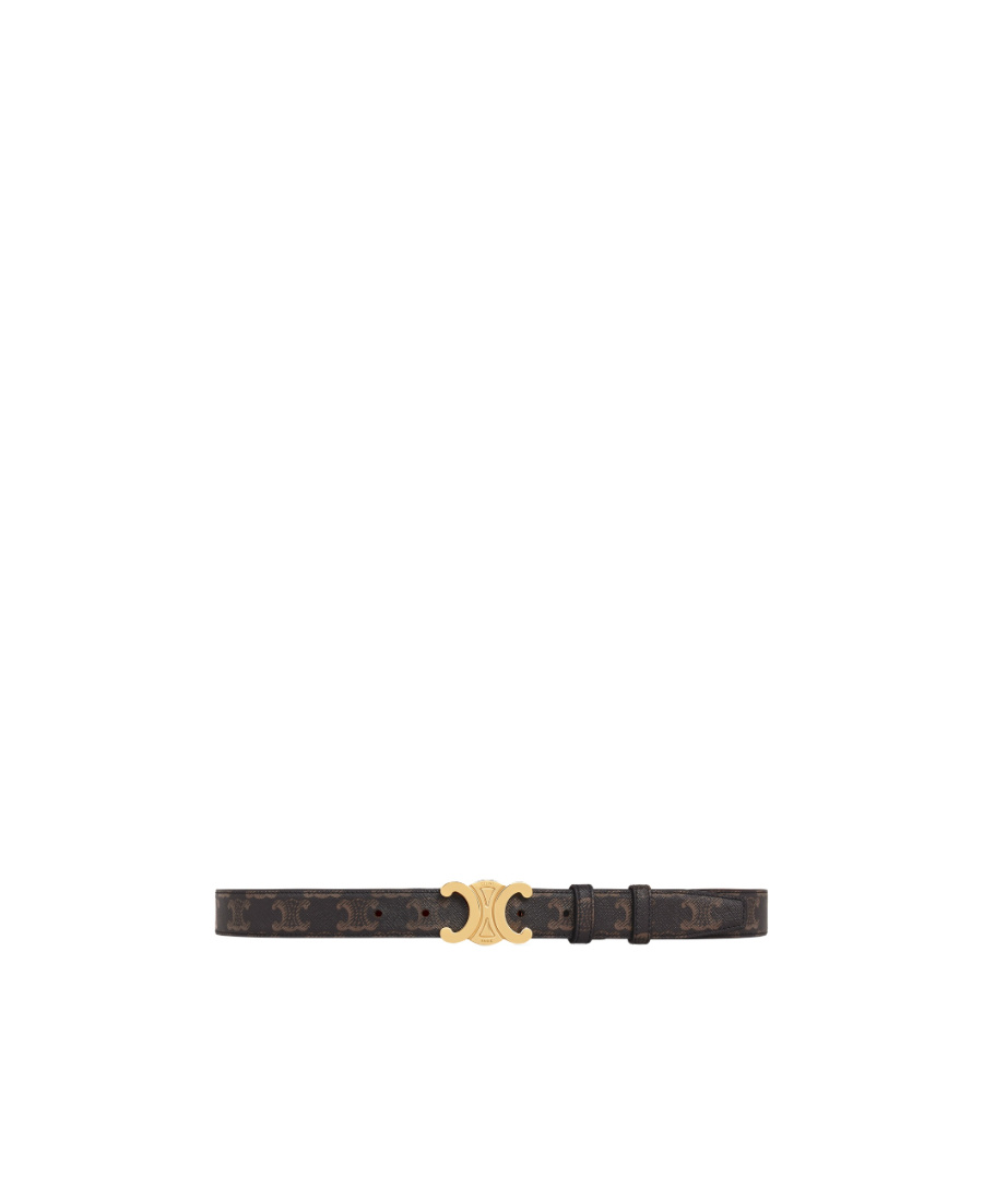 Celine Women Medium Triomphe Belt In Triomphe Leather Canvas In Black