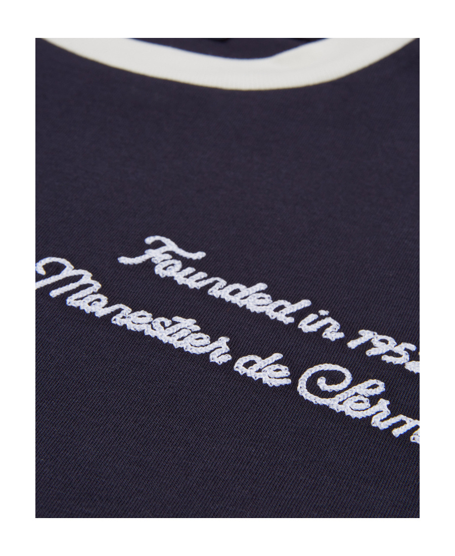 Moncler Logo-embroidered Cotton T-shirt In Blue