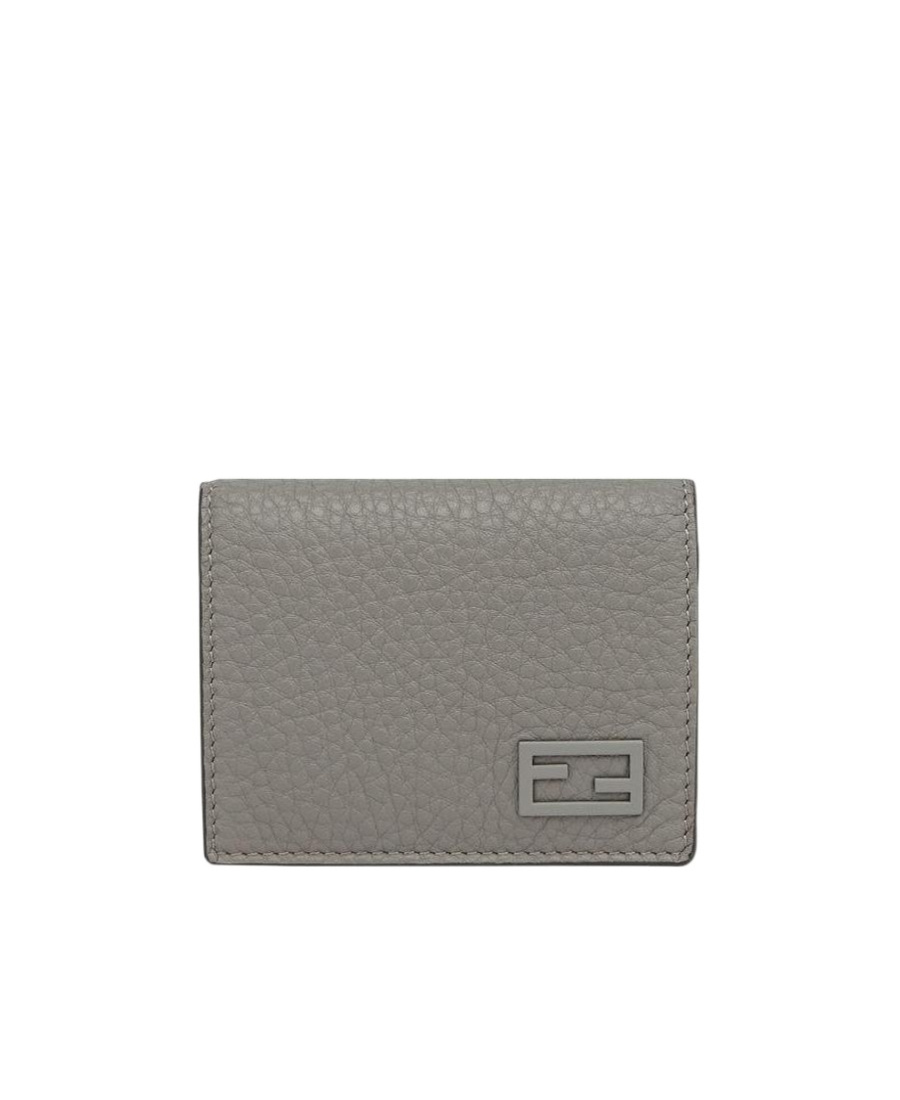 Fendi Ff Plaque Tri-fold Wallet In Gray