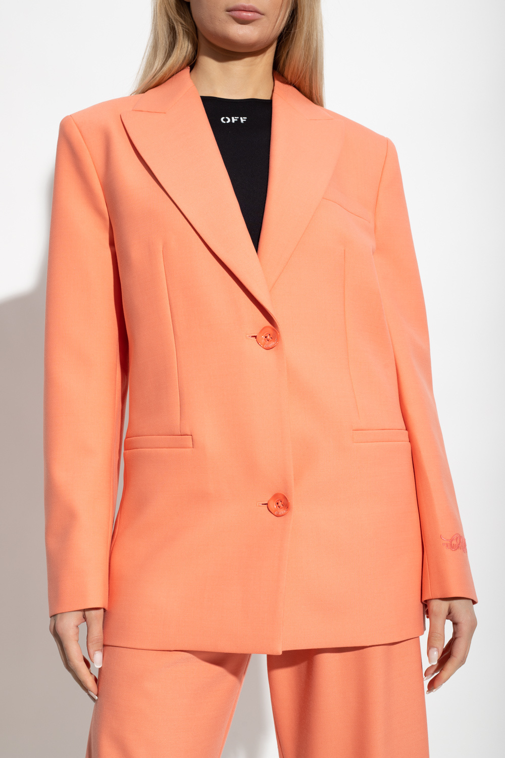 Off-white Blazer In Orange Wool In Pink