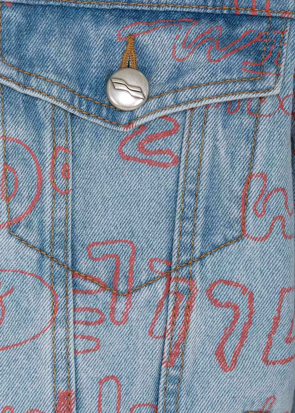 We11 Done All-over Logo Print Denim Jacket In Blue