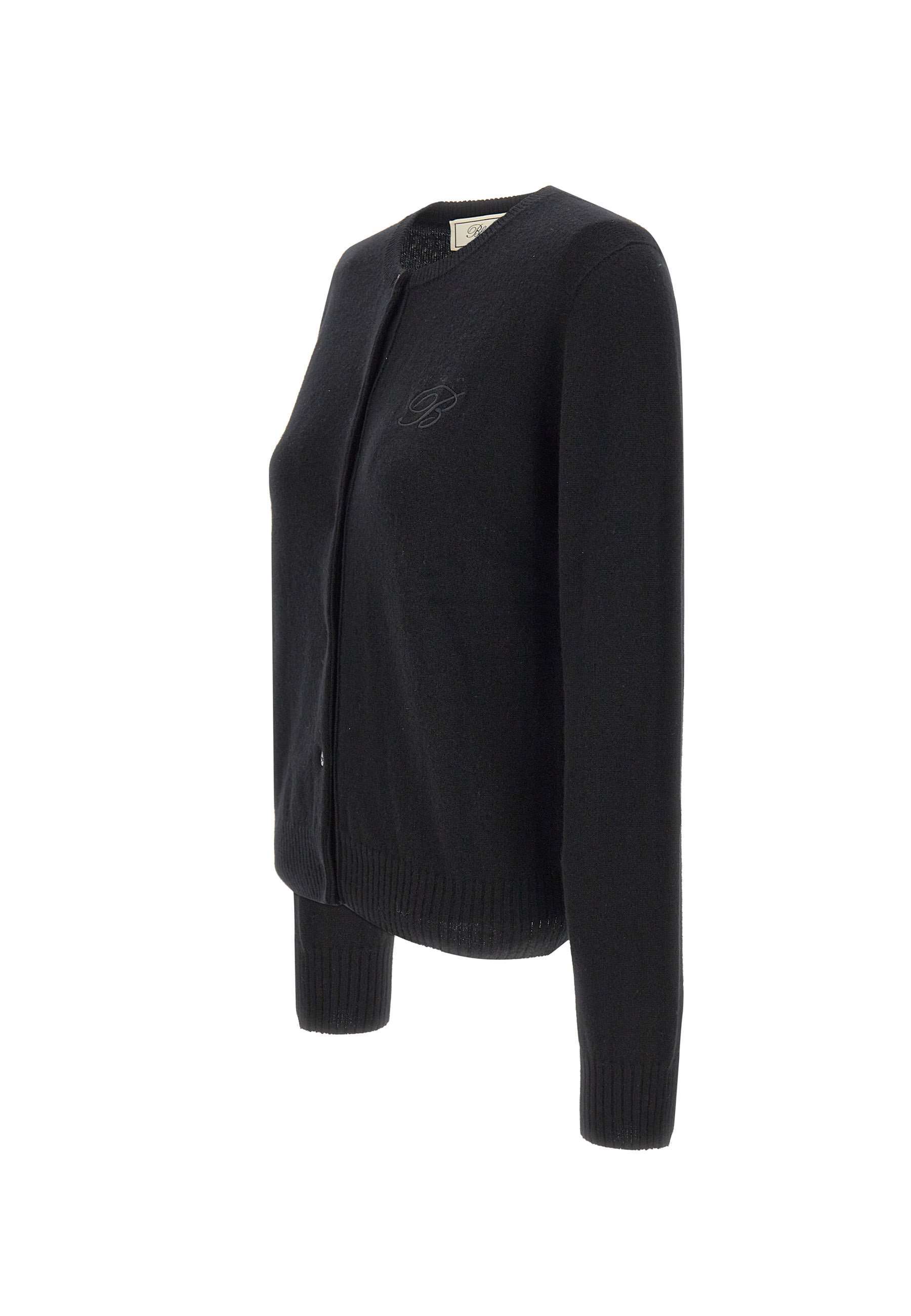 Blumarine Embroidered Logo Button Cardigan In Black