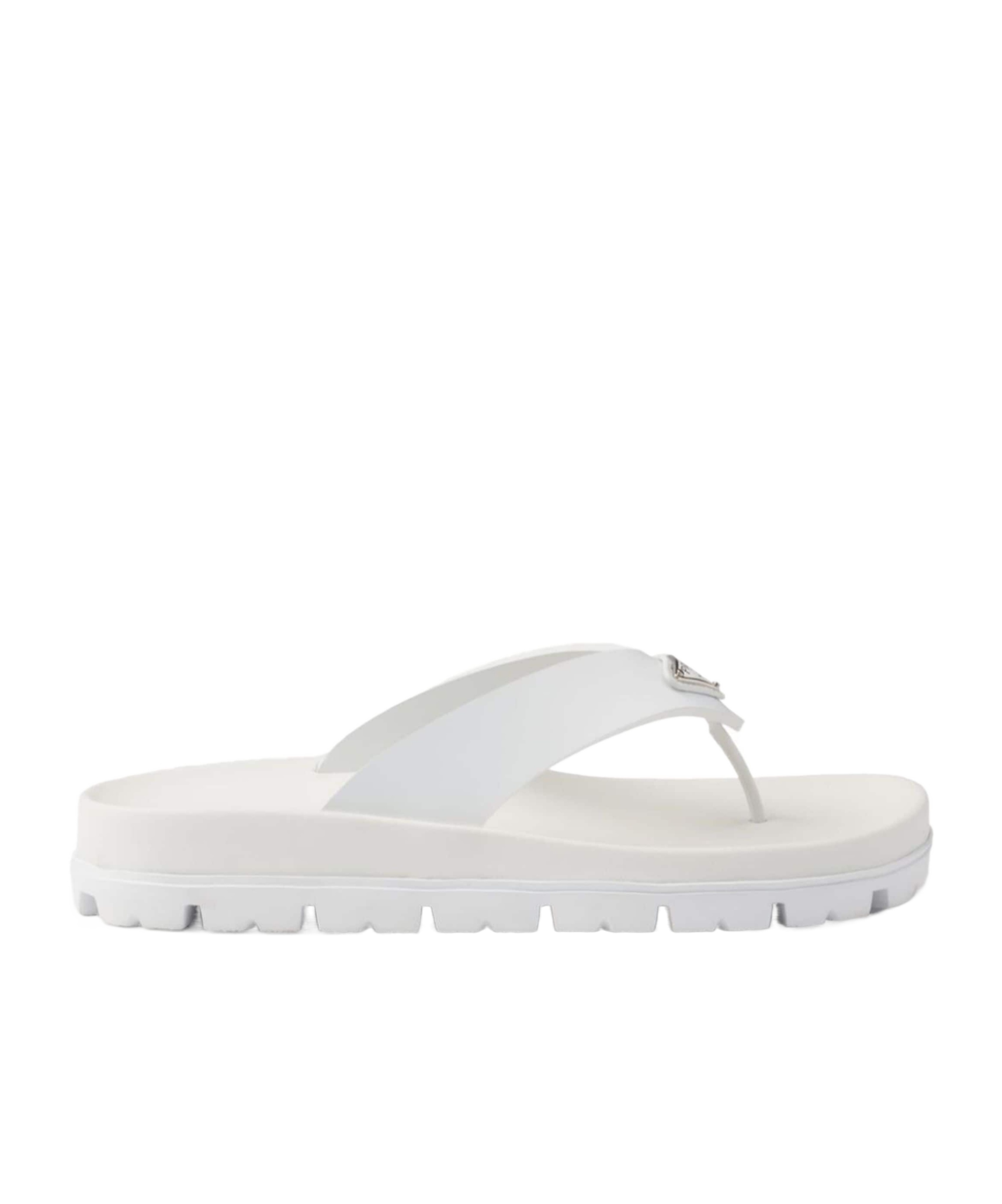 Prada Triangle-logo Flip Flops In White