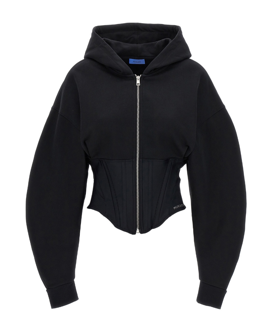 Mugler Black Laced Corset Track Jacket In Black