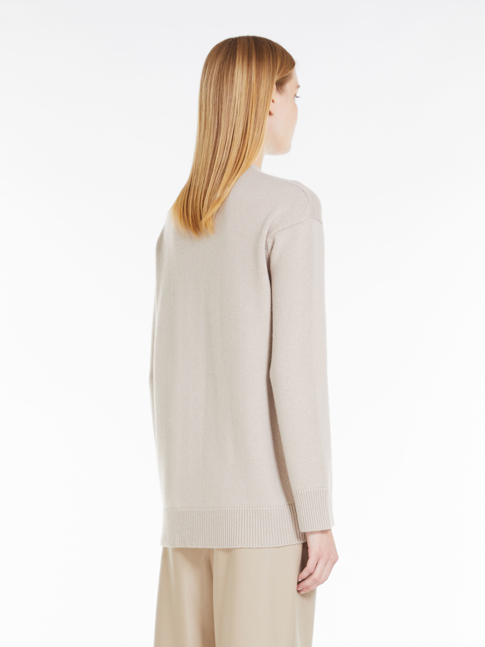 Max Mara Wool Cashmere Button Sweater In Nude