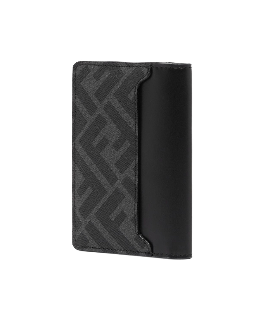 Fendi Leather Military Green Squared Ff Card Case Men In Black
