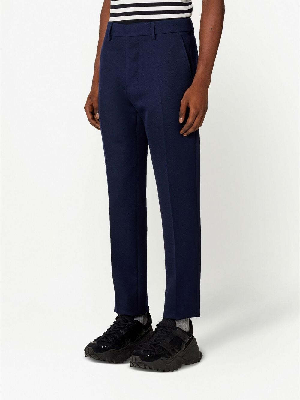 Ami Alexandre Mattiussi Pressed-center Cropped Trousers In Black