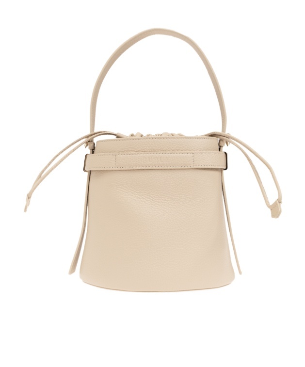 Furla Giove Mini Bucket Bag Woman Shoulder Bag Beige Size - Leather In Nude