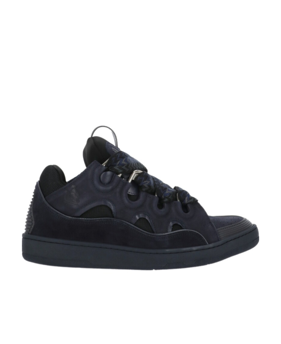 Lanvin Dark Blue Curb Sneakers In Black